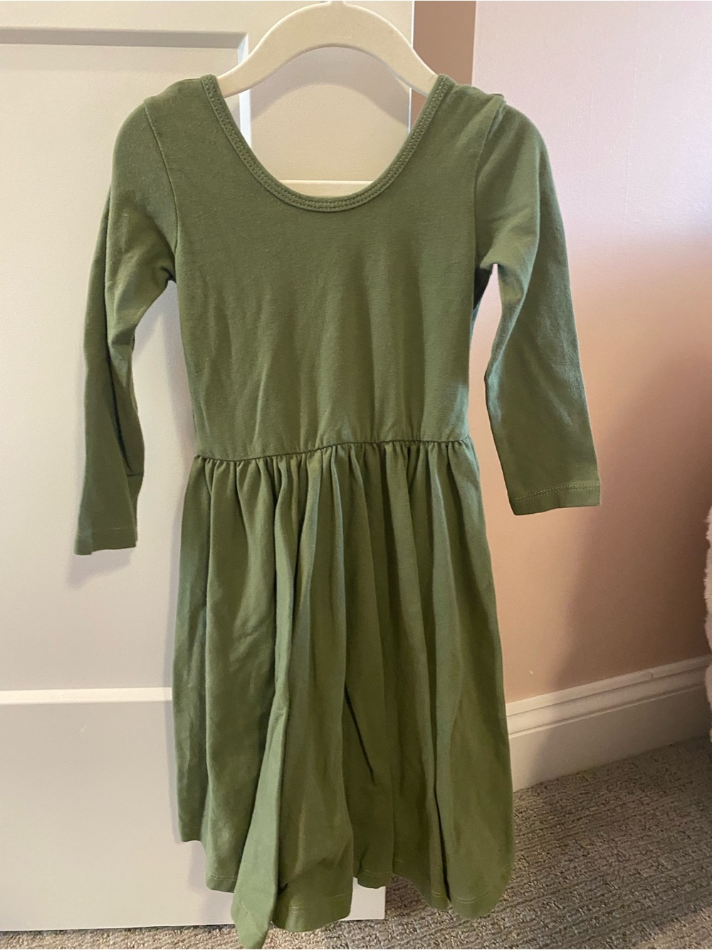 Alice + Ames Girls' Olive Green Long Sleeve Cotton twirl Dress size 6
